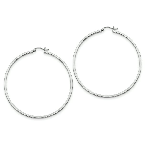 Sterling Silver Rhodium-plated 2mm Square Tube Hoop Earrings Sterling Silver Rhodium-plated 2mm Square Tube Hoop Earrings